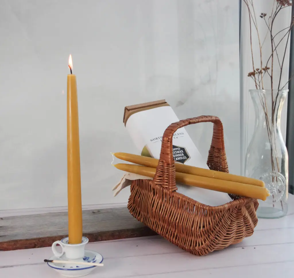 Beeswax Taper Dinner Candles | 8 Dinner Candles Boxed