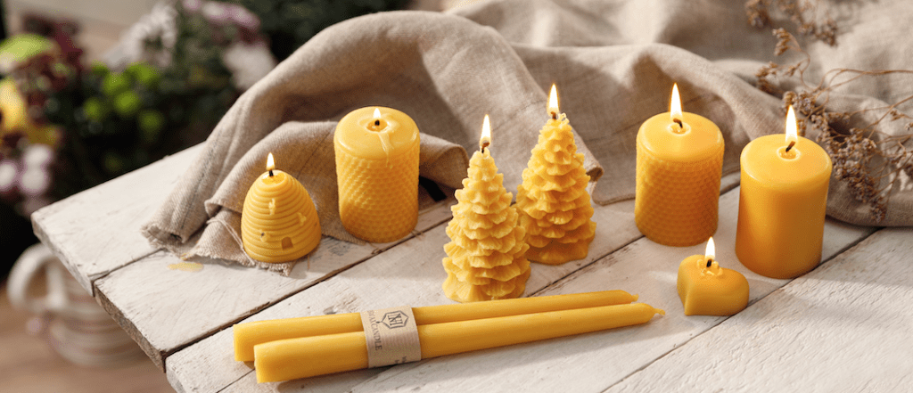 4 x 11 Beeswax Pillar Candle / Large All Natural Bees Wax Candles / Clean  Burn