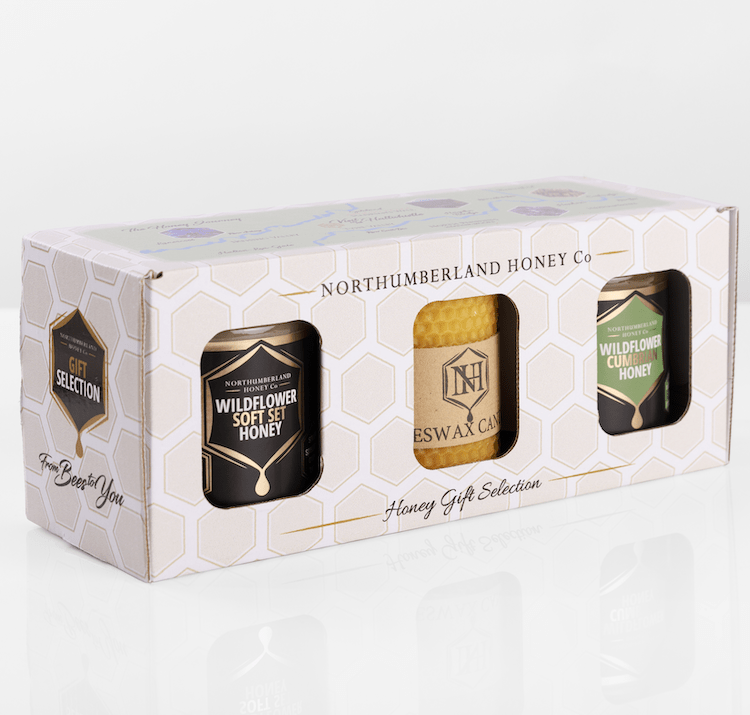Cumbrian Honey Gift Box Beeswax Candle and Soft Set Honey