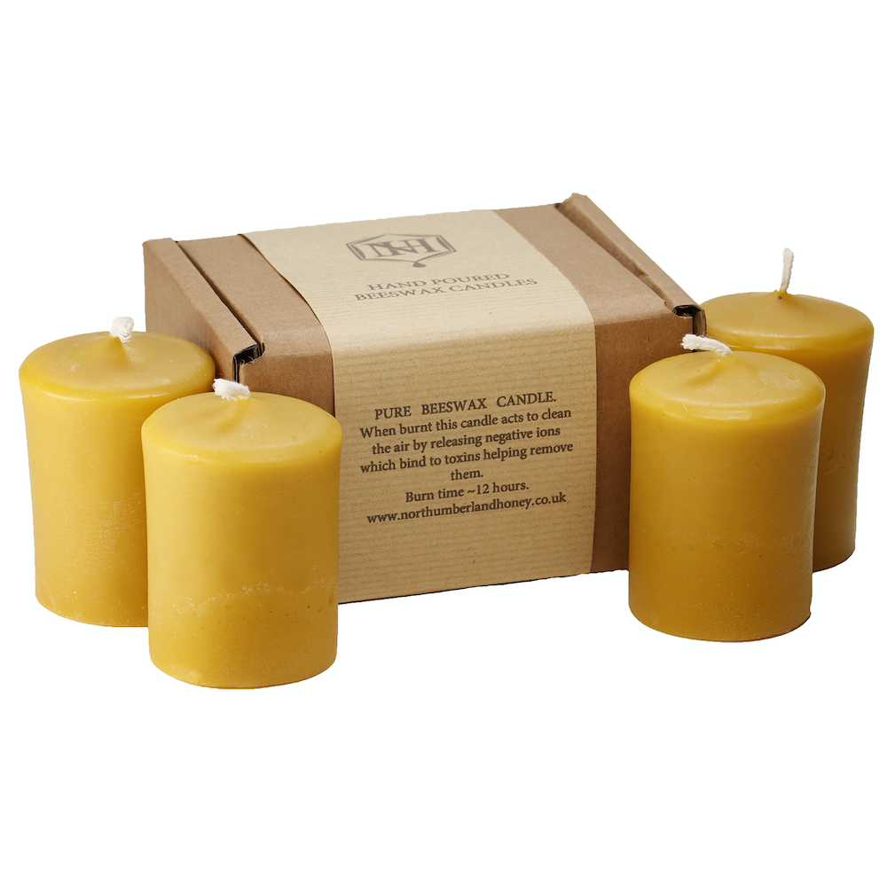 Beeswax Pillar Candle Made in the UK By Northumberland Honey Co