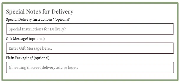 Gift Message Section Checkout